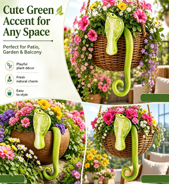 Lime Cobra Resin Plant Pot Decor