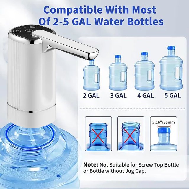 Foldable USB Rechargeable 5 Gallon Water Jug Electric Dispenser Pump