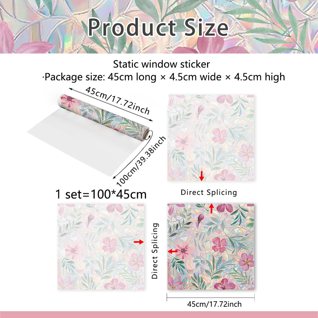 Floral Rainbow Static Window Privacy Film