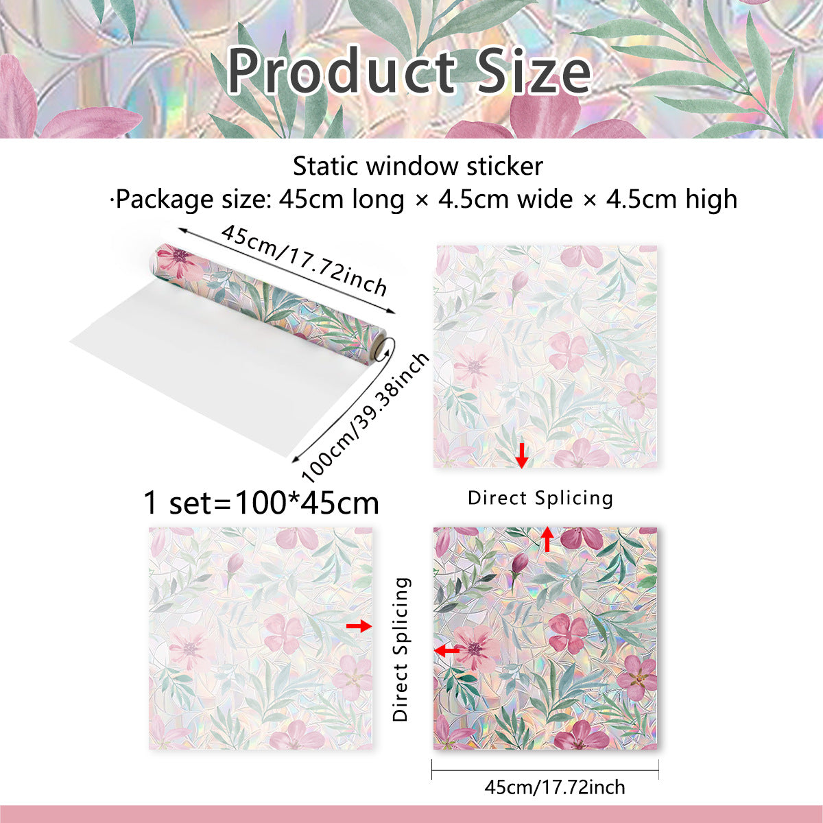 Floral Rainbow Static Window Privacy Film