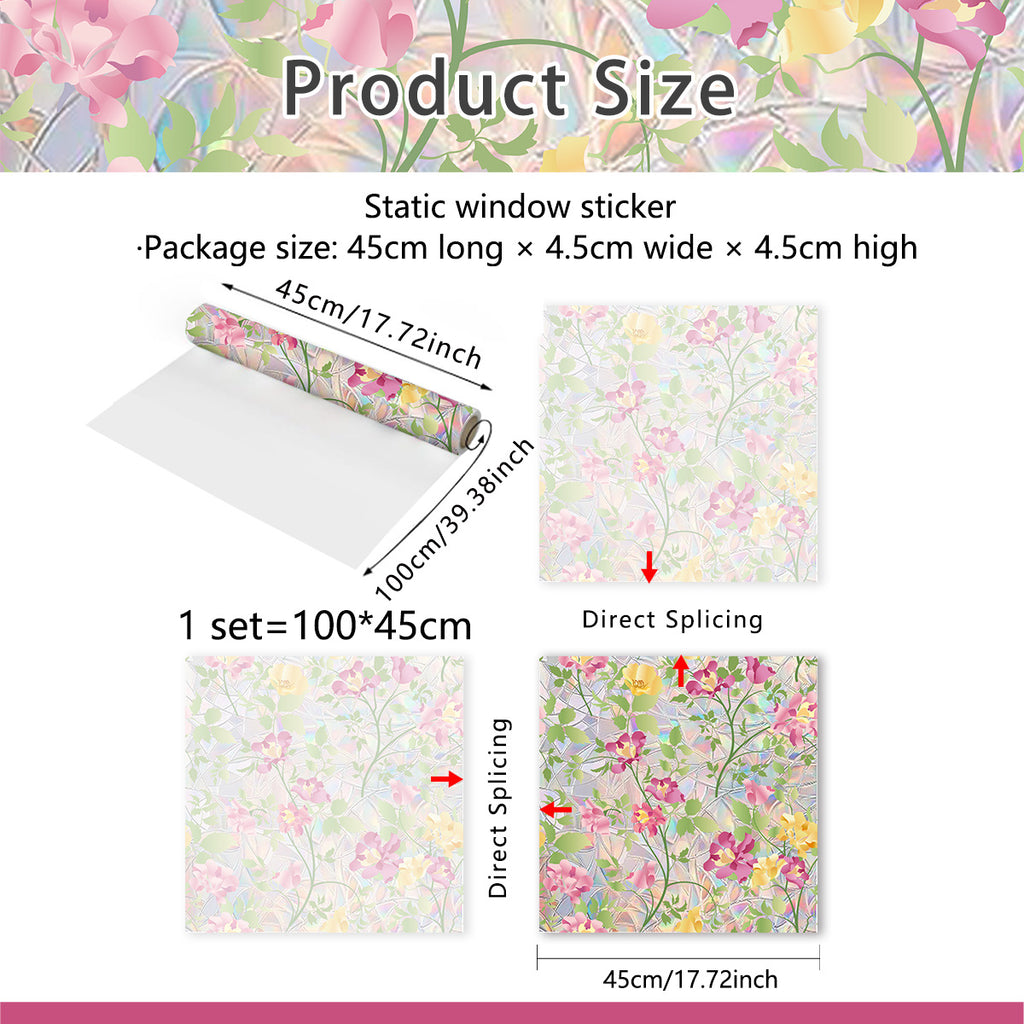 Floral Rainbow Static Window Privacy Film