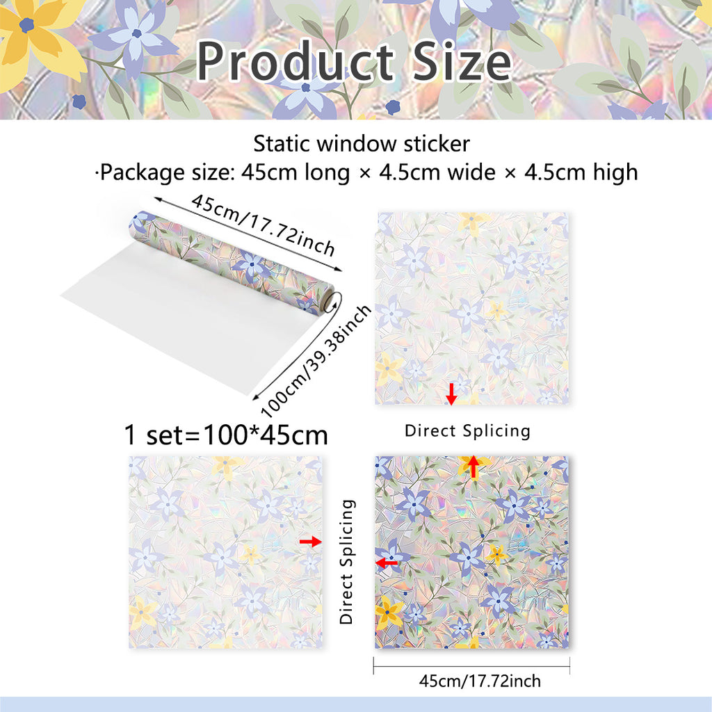 Floral Rainbow Static Window Privacy Film