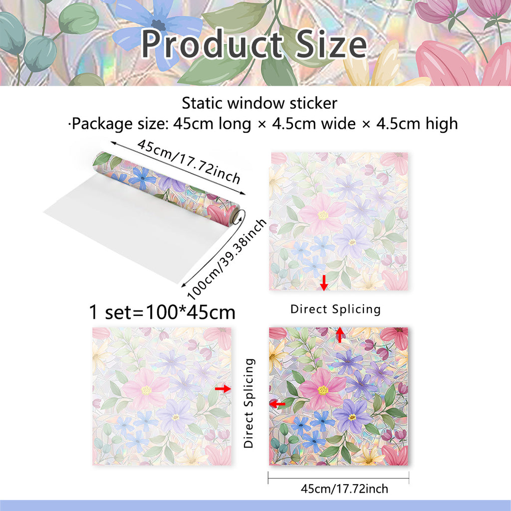 Floral Rainbow Static Window Privacy Film