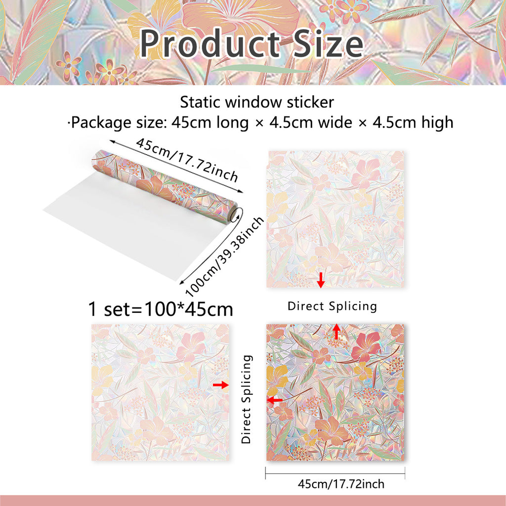 Floral Rainbow Static Window Privacy Film