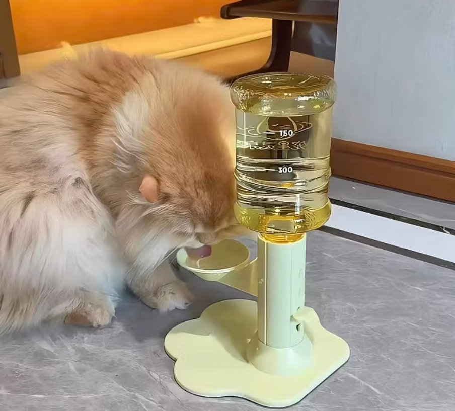 Adjustable Elevated Cat Water Dispenser with Bottle