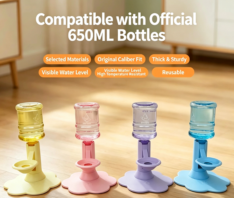 Adjustable Elevated Cat Water Dispenser with Bottle