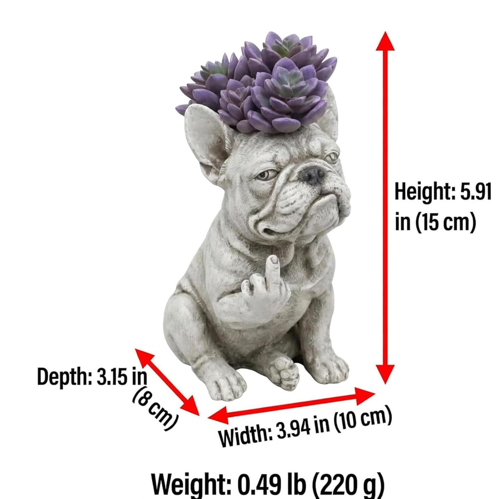 Grumpy French Bulldog Resin Planter