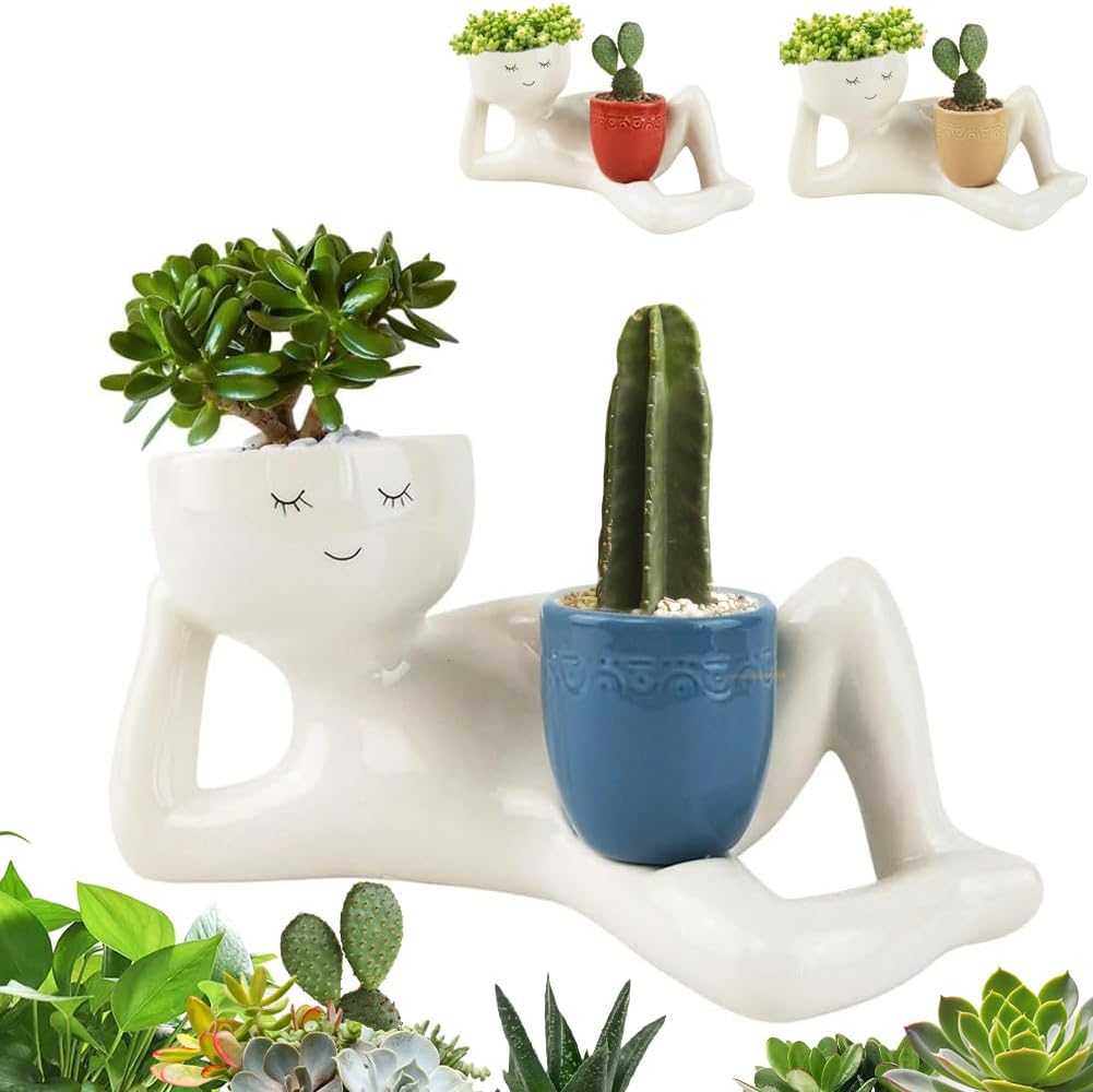 Lazy Figure Ceramic Succulent Planter Decor