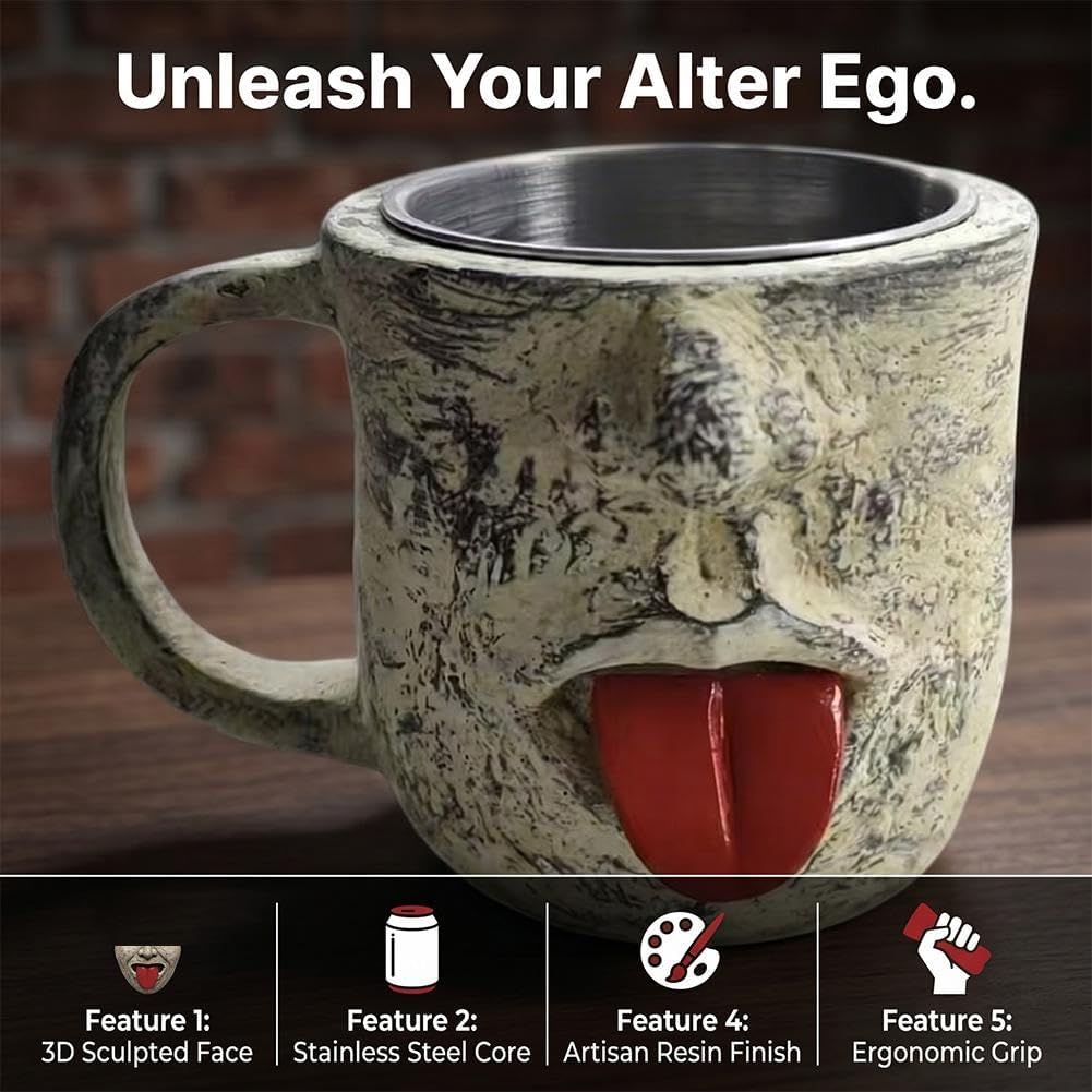 😜 3D Tongue Face Insulated Coffee Mug