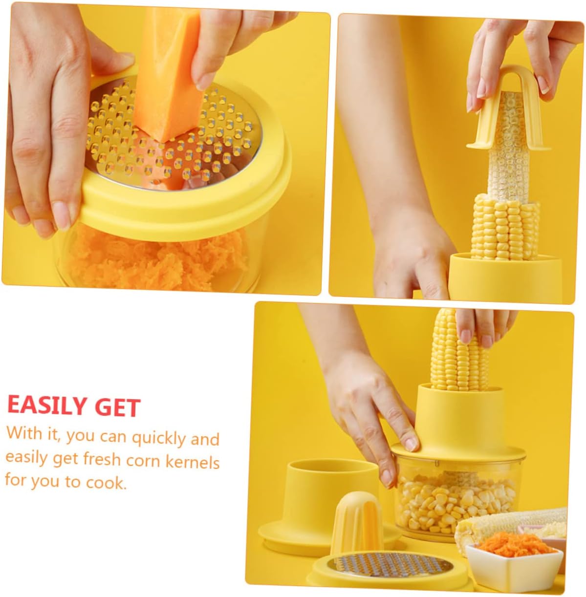 2-in-1 Corn Kernel Remover Vegetable Grater With Storage Container