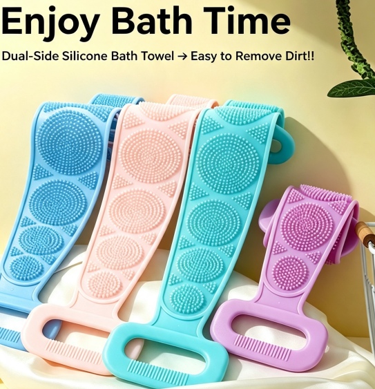 Double-Sided Silicone Back Scrubber Bath Strap