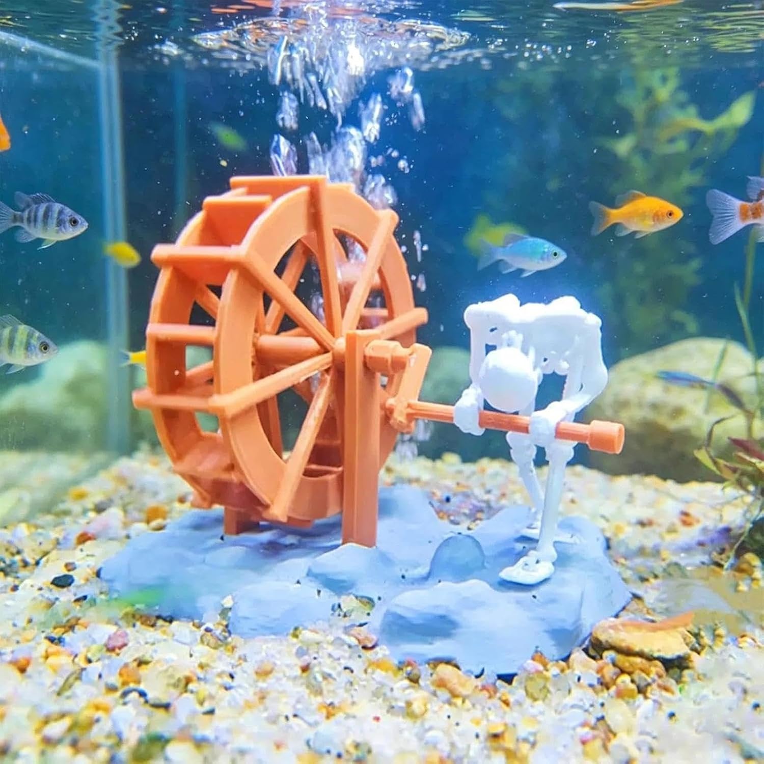 Animated Skeleton Water Wheel Aquarium Ornament