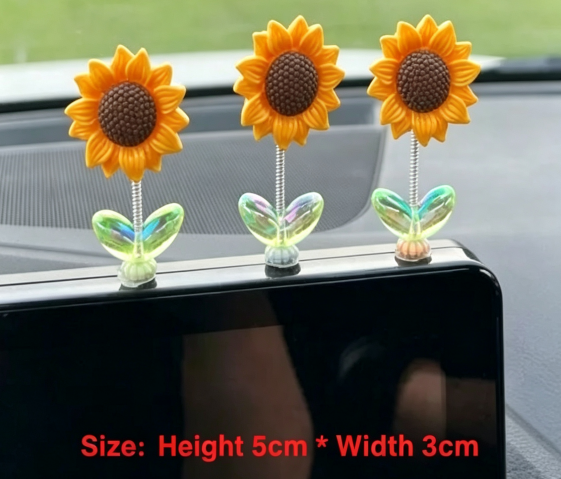 Wobble Sunflower Car Dashboard Decor