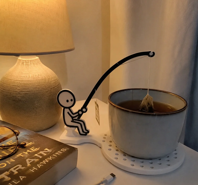 🎣 Fishing Tea Bag Holder & Cup Coaster