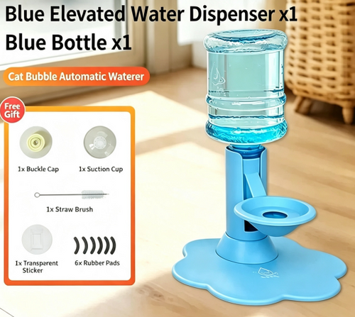 Adjustable Elevated Cat Water Dispenser with Bottle