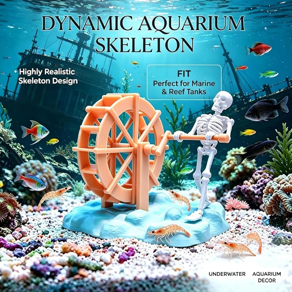 Animated Skeleton Water Wheel Aquarium Ornament