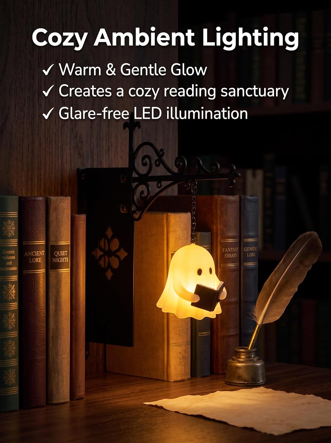 👻 Ghost Reading Bookend LED Ambient Lamp