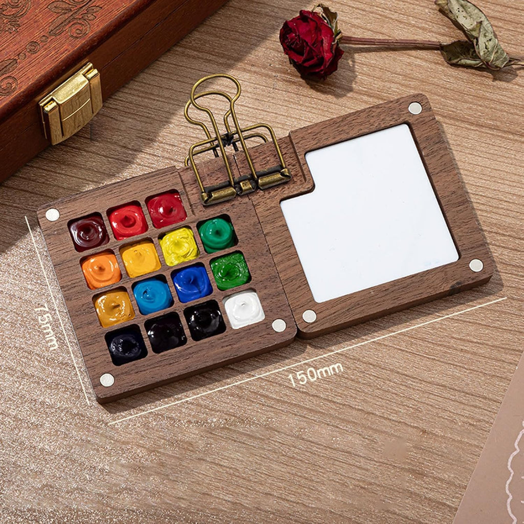 Portable Foldable Mini Travel Watercolor Palette Full Painting Set