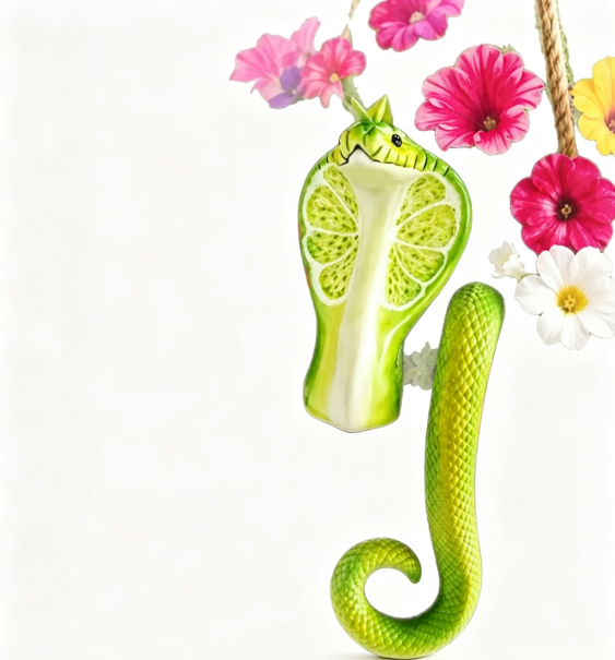Lime Cobra Resin Plant Pot Decor