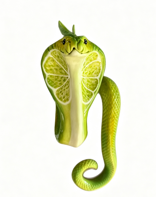 Lime Cobra Resin Plant Pot Decor