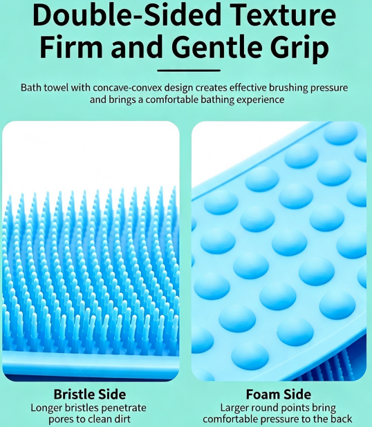 Double-Sided Silicone Back Scrubber Bath Strap