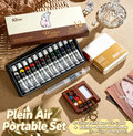 Portable Foldable Mini Travel Watercolor Palette Full Painting Set