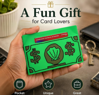 Funny Dollar Bill Pattern Slim Credit Card Holder Novelty Card Sleeve