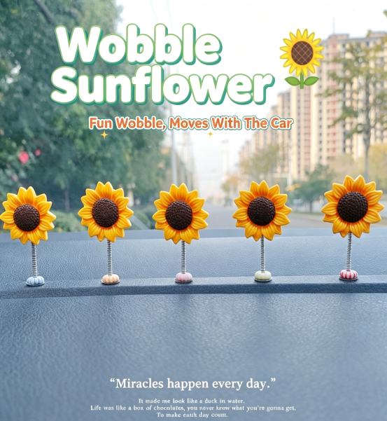 Wobble Sunflower Car Dashboard Decor