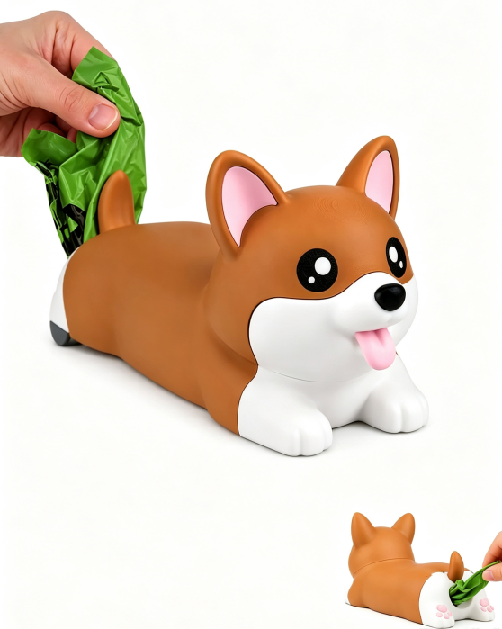 Wall-Mount Corgi Dog Poop Bag Dispenser
