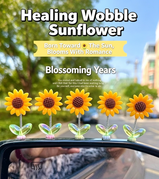 Wobble Sunflower Car Dashboard Decor