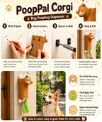 Wall-Mount Corgi Dog Poop Bag Dispenser