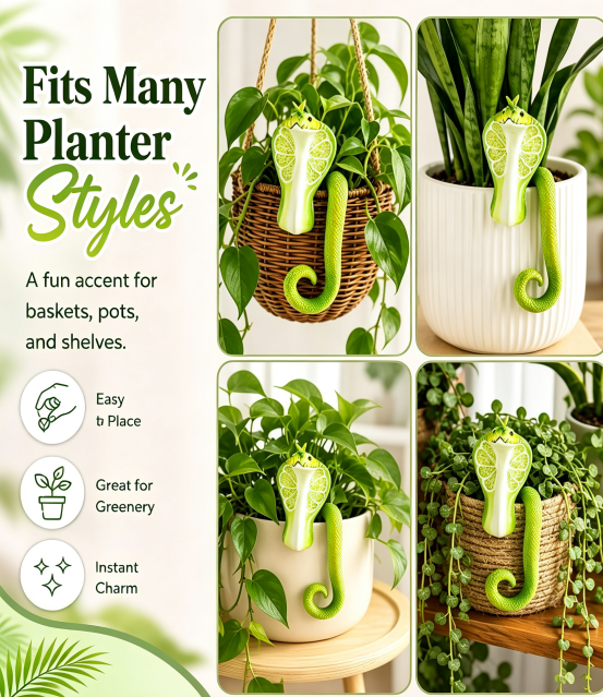 Lime Cobra Resin Plant Pot Decor