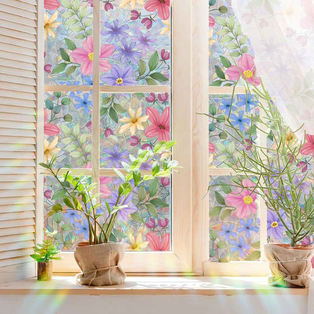 Floral Rainbow Static Window Privacy Film