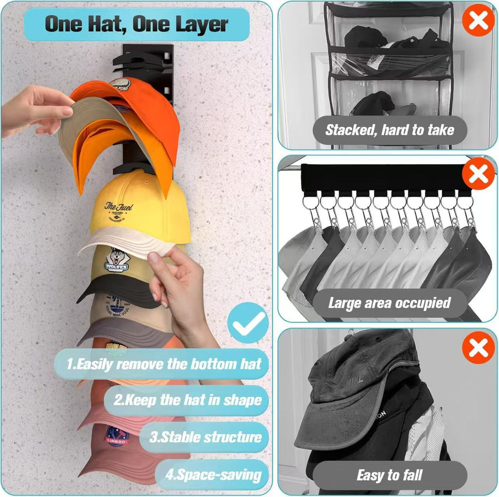 10-Layer Wall Mount Cap Storage Rack