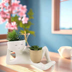 Lazy Figure Ceramic Succulent Planter Decor