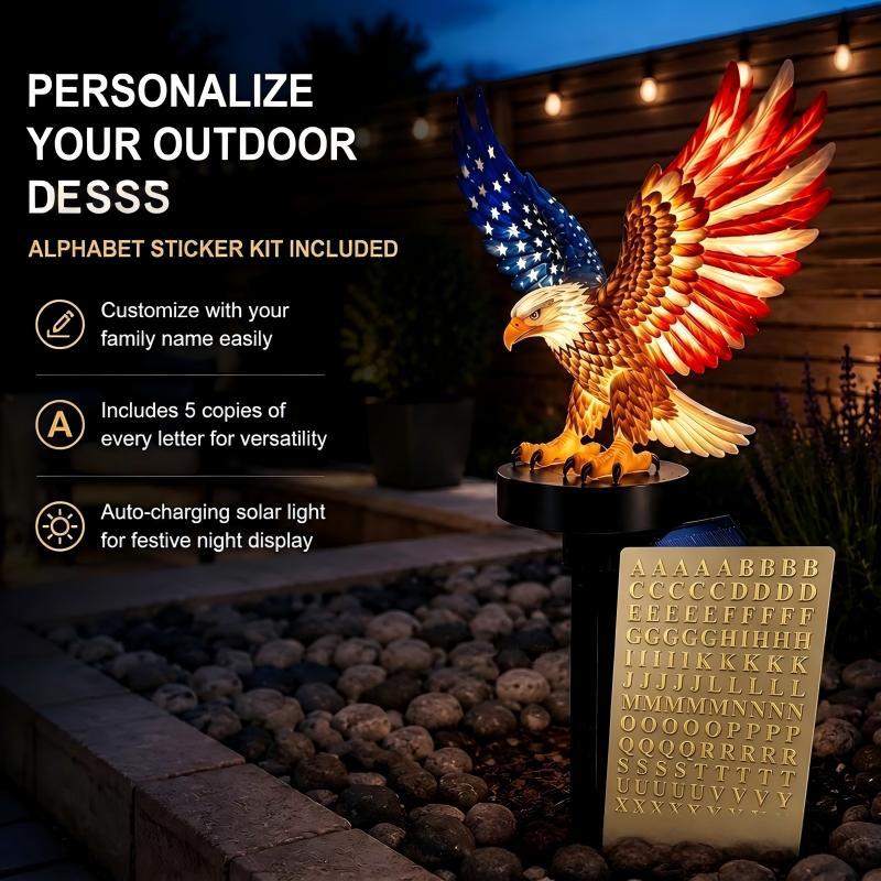 Patriotic Bald Eagle Solar Outdoor Stake Light