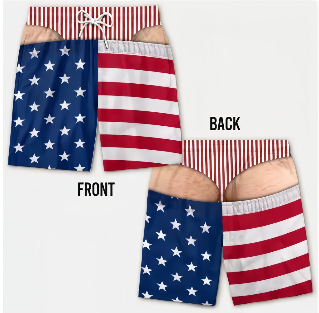 Personalized Patriotic Men’s Swim Trunks