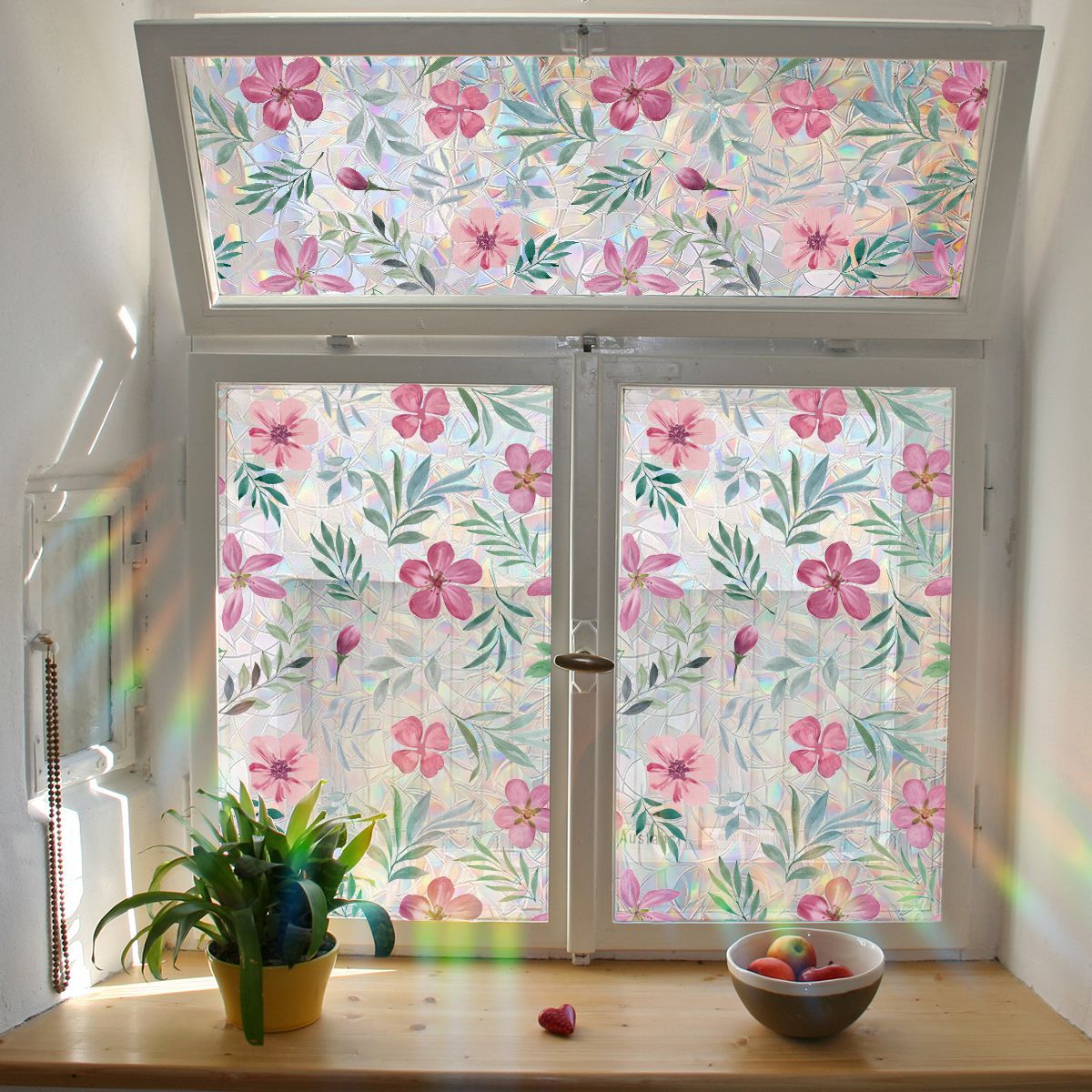 Floral Rainbow Static Window Privacy Film