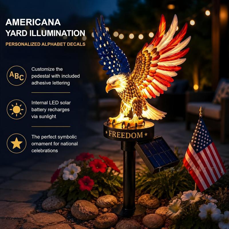 Patriotic Bald Eagle Solar Outdoor Stake Light
