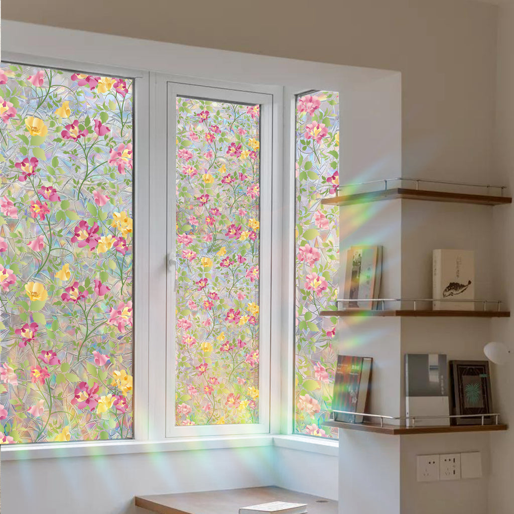 Floral Rainbow Static Window Privacy Film