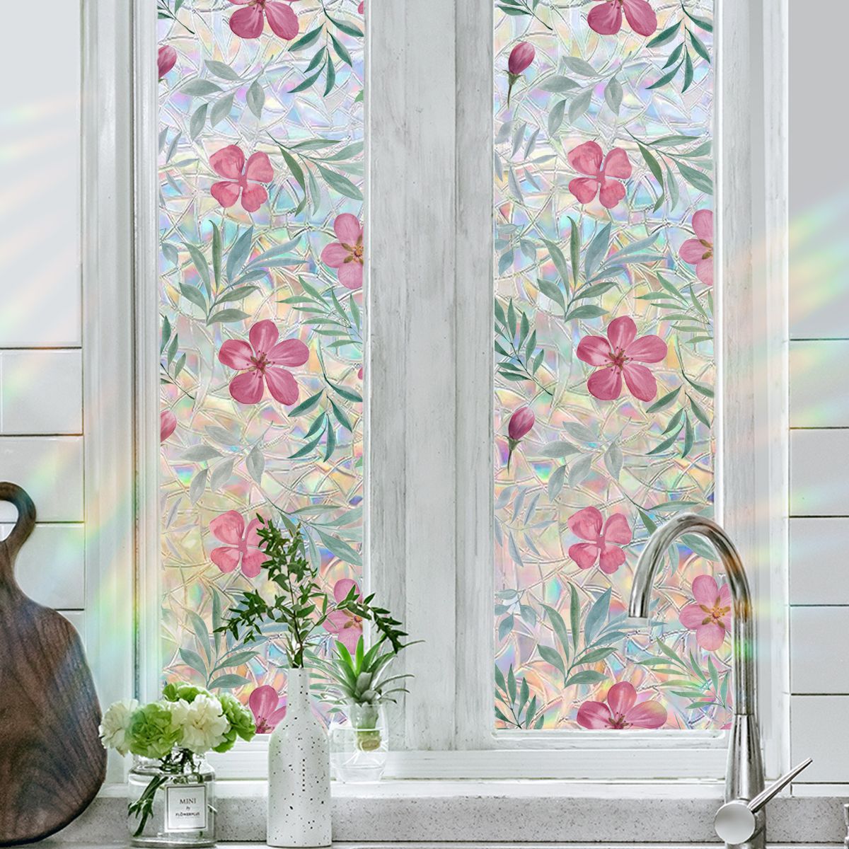 Floral Rainbow Static Window Privacy Film