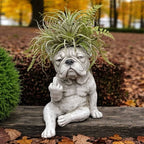 Grumpy French Bulldog Resin Planter