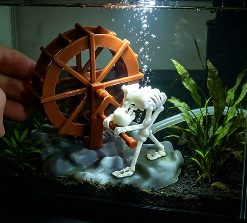 Animated Skeleton Water Wheel Aquarium Ornament