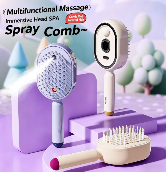 Electric Mist Spray Scalp Massage Hair Brush