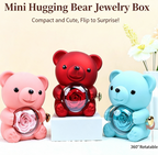 Rotating Teddy Bear Preserved Rose Jewelry Box