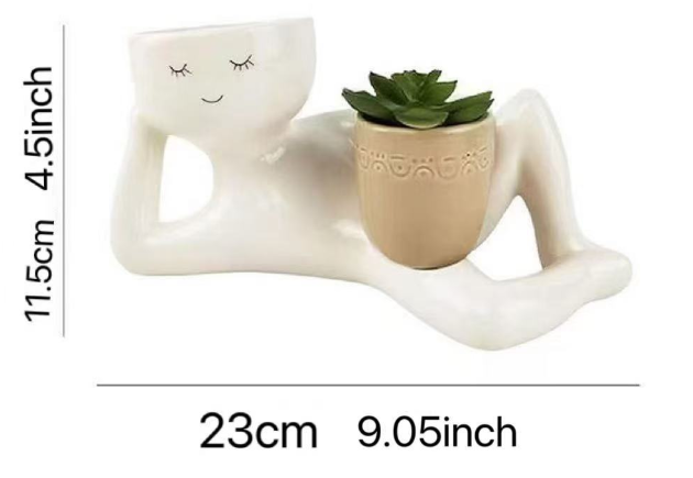 Lazy Figure Ceramic Succulent Planter Decor