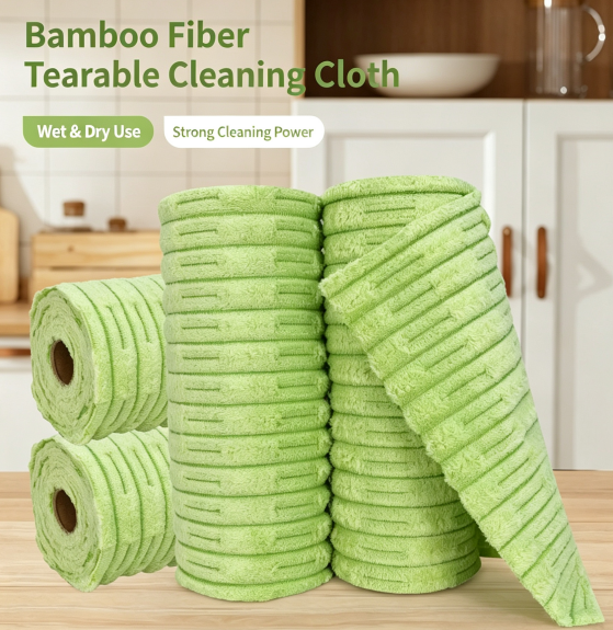 Tear-off Bamboo Fiber Kitchen Cleaning Cloth Roll