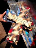 Rustic American Flag Wooden Cross Wall Decor