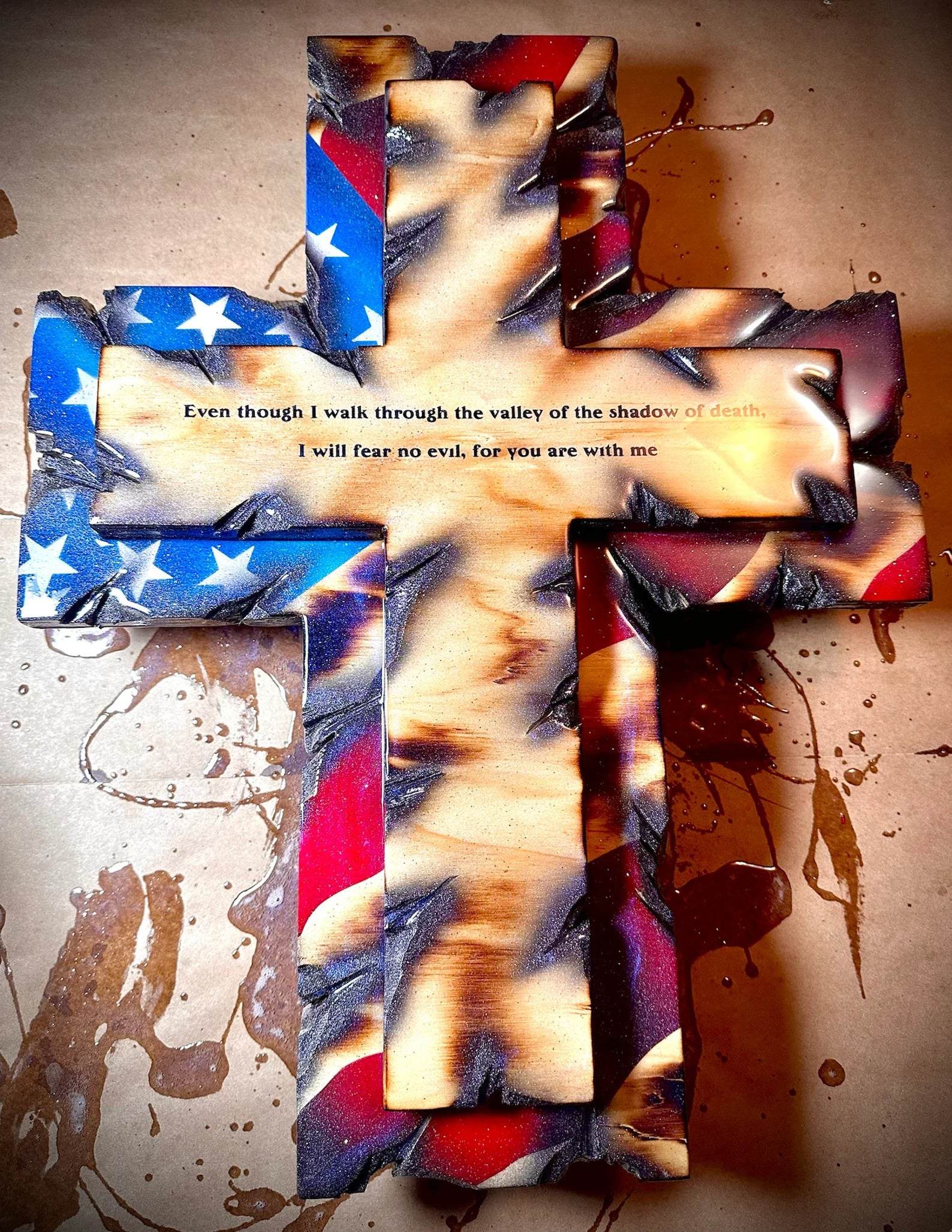 Rustic American Flag Wooden Cross Wall Decor
