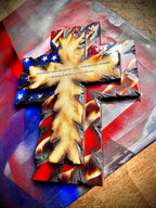 Rustic American Flag Wooden Cross Wall Decor